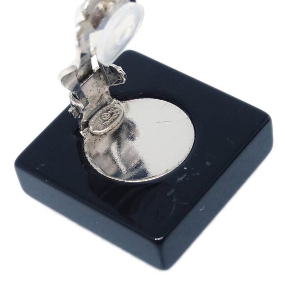 Chanel Square Earrings Clip-On Black Rhinestone - Picture 3 of 4